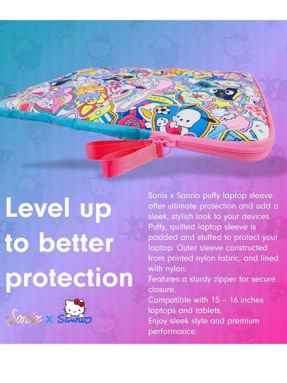 Sanrio Pink Teal Multicolor Character Print Bedding Pouch